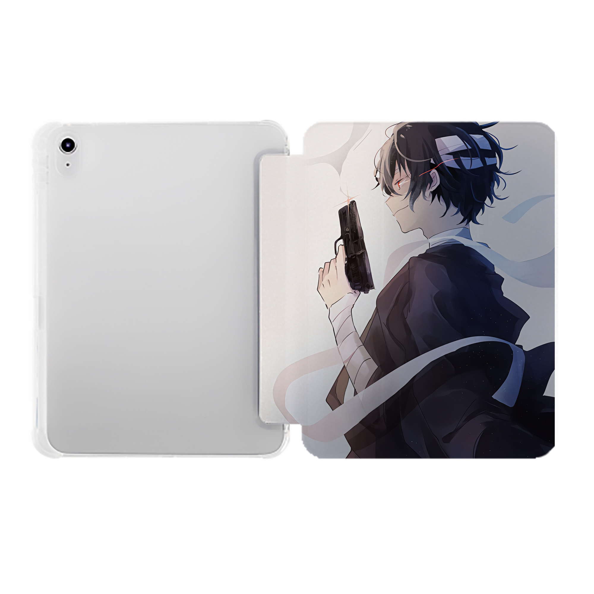 （画像用） 文豪ストレイドッグス Bungo Stray Dogs IPad ケース ペン収納付き 三つ折りスタンド PUレザー×シリコン 対応機種9.5/10.5/10.9インチ